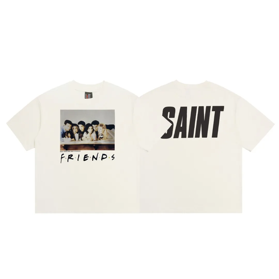 Retro vintage short-sleeved T-shirt from Saint Michael Fabric: Double yarn 240g Style number: S832 Size: S-M-L-XL Color: Off-white Price: P110